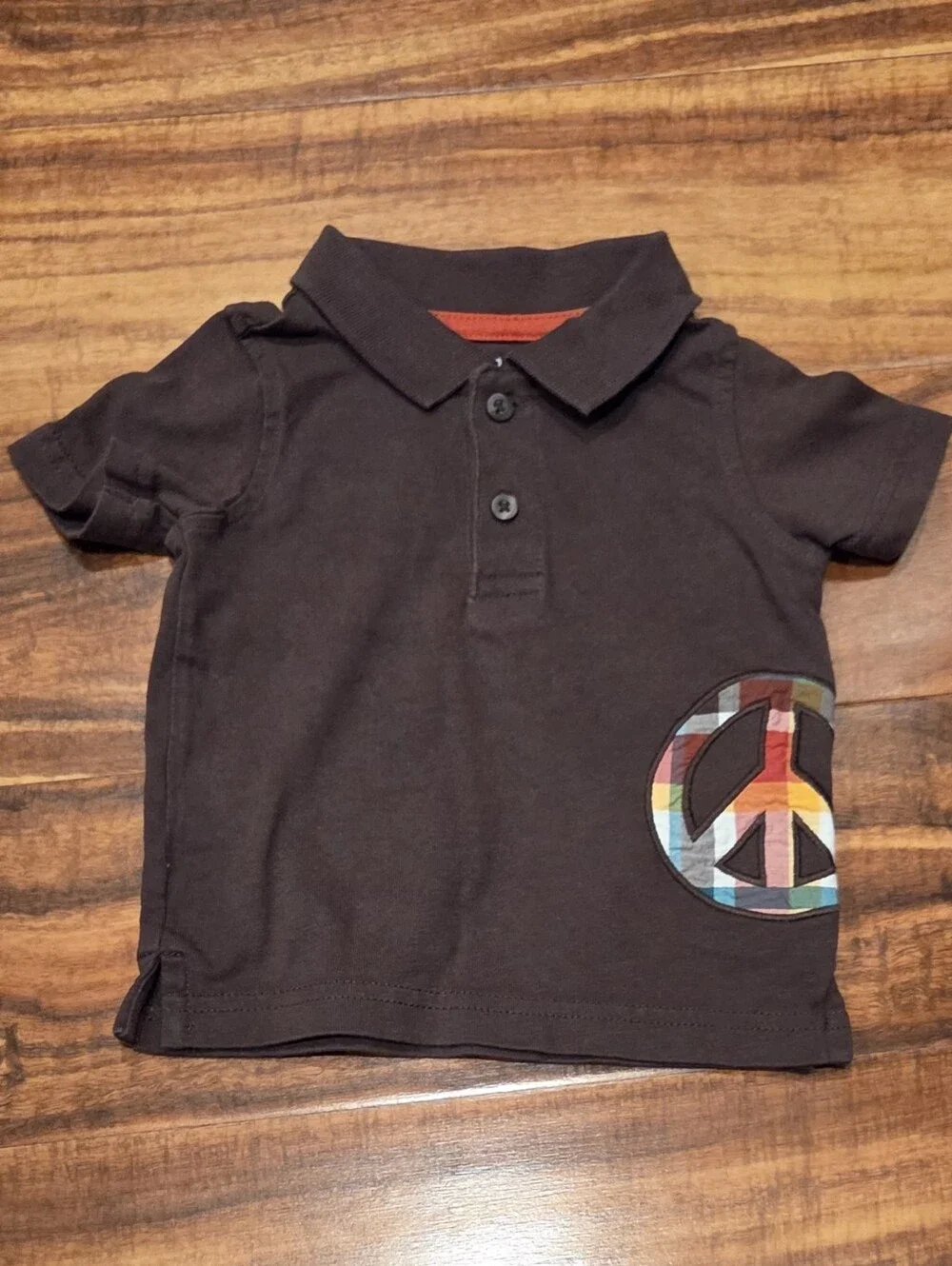 Gymboree 3-6 Months Plaid Patchwork Shortalls with Brown Polo Top Set